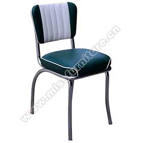 Classic drak blue and white color leather with 5 channels back retro diner chair, midcentury steel frame stripe retro restaurant chairs