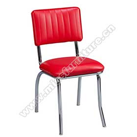 Customize red stripe back and red thin seat american retro dinette chairs, gloss chrome frame 1950s american dinette chairs for sale