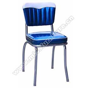 High quality gloss blue leather wave top and seat piping american 50's dinette chairs, gloss PU wave top 50s american dinette chairs