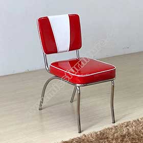 Classic gloss red and white V back thick and smooth steel 1950's retro chairs, V back gloos red leather 1950's retro chairs for sale