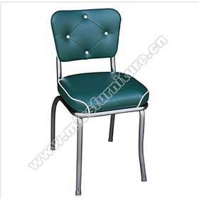 Drak turquoise leather 4 button back vintage chrome restaurant chairs, thick seat with back button retro restaurant chrome chairs