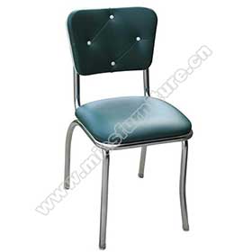 1950s american retro diner chair M-8344-Drak turquoise leather thin seat midcentury style retro kitchen chairs, steel frame with 4 button back retro 1950's kitchen chairs