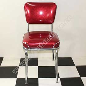 Total rubby mirror leather bent back midcentury chrome chairs, gloss rubby colour leather with piping decor american chrome chair