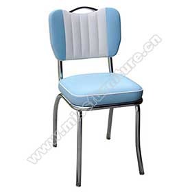 White stripe back and blue leather handle back american metal chairs, high quality with handle back american style 1950s retro metal chairs