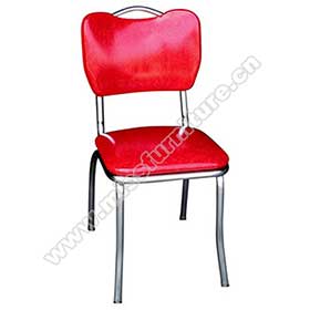 red leather bent backrest with handle retro 50s diner chairs, stainless steel frame with red color bent back 1950s retro diner chairs with handle