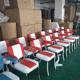 Factory customize American style red and white leather with handrest stainless steel chrome retro diner chairs gallery-red handrest retro diner chairs