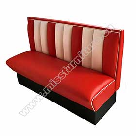 Customize long 3 seater red and white leather diner booth seating, 59