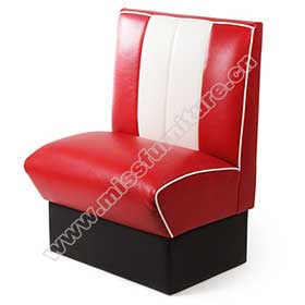 Red and white single seater american style retro diner booth seating, 24in length red colour retro american booth seating furniture