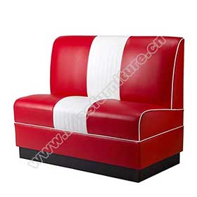 Red and white leather double seater retro 60s Bel Air diner couches, 60s style retro Bel Air booth couches with sponge and spring seater