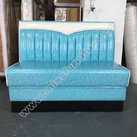 Turquoise wave top and seat piping american 60s retro dinette booths, white wave top back 60s retro american booth seating furniture