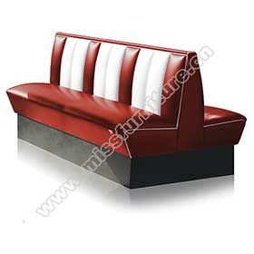 Red and white gloss leather 6 seat doubleside classic retro dinette booth sofas, 59in length doubleside red retro 50s dinette booth sofas