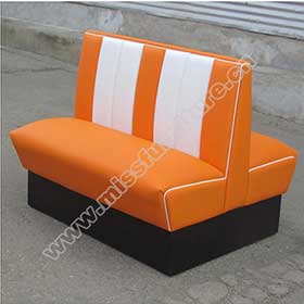 Doubleside 4 seat orange leather midcentury american diner booth seating, stripe backrest orange american style 1950s diner booth sofas