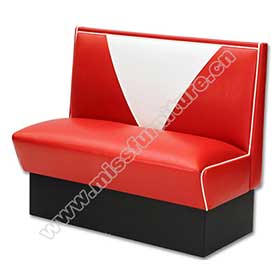 V back red and white leather midcentury retro dinette booth sofas, high quality red leather V backrest retro 1950s dinette booth sofas