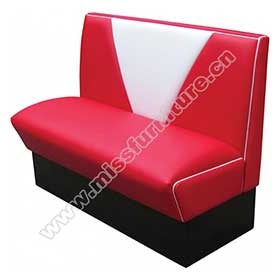 Wholesale red and white V backrest vintage retro restaurant booth, V back red and white 1950s retro restaurant booth seating furniture