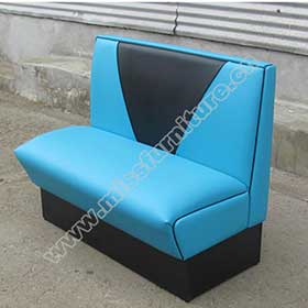 Blue and black 2 seat V shape 50s retro american dining booth seating, black V shape backrest american 1950s dining room booth seating