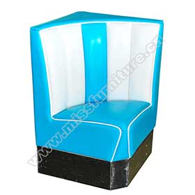 Single seat corner turquoise leather american style cafeteria booth sofas, corner single turquoise 1950's cafeteria booth sofas for sale