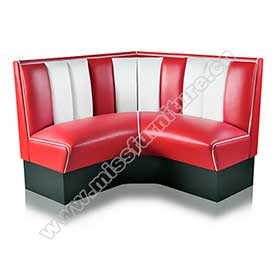 Wholesale red and white stripe back retro 50's corner booth seating, 50's style red stripe backrest retro dining room corner booth seating