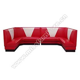 U shape V backrest red american 1950s retro dinette booth sofas, american style dinette retro V backrest U shape booth sofas for sale