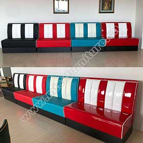 red/turquoise/black 50s booth sofas-Customize 2 seater 1950's style retro american dinette red/turquoise/black color 50s booth sofas gallery