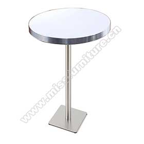 Durable formica veneer with aluminium table edge #201 steel dining room retro bar table for 2 seater, square steel table base 50s retro bar table-1950s american retro bar table M-8704