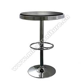 Wholesale round chrome table base with footer black color fireproof retro dining room bar table, commercial black american retro bar table-1950s american retro bar table M-8707