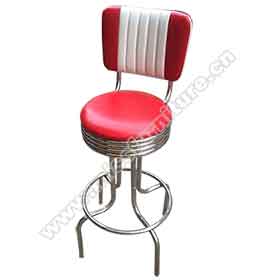 Hotsale 75cm height seater 5 channels round red and white club american diner bar stools,stainless steel frame 50s american club bar chairs-1950s american retro bar chair M-8805