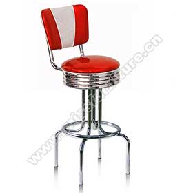 Round stainless steel with footer american club fifties retro bar stools, red/turquoise leather steel round american style 50s retro bar stools