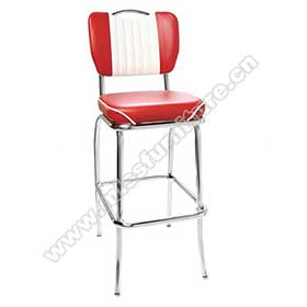 Red colour with handle and stripe back steel 1950s retro bar chairs, stainless steel frame red leather with handle retro 1950s bar chairs furniture