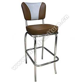 1950s american retro bar chair M-8826-Drak rubby V back stainless steel vintage 1950's american pub chairs,V shape backrest dining room american style 1950's retro bar chairs