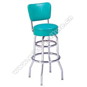 Turquoise backrest and seat round steel dining room retro bar stools, metal with chrome american dining room turquoise retro bar stools