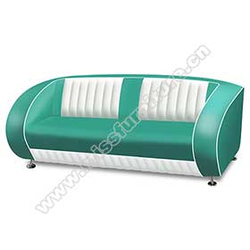 High quality turquoise and white double seating American midcentury diner Bel Air sofas seating, retro diner double Bel Air sofas seating-American 1950s retro diner Bel Air sofas seating M-8958