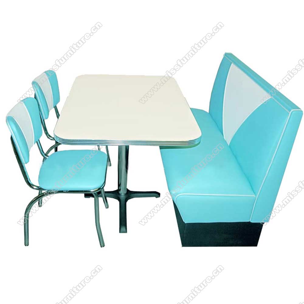 Hot sale thin seater and V back 1950s style retro dining chairs, V back red and white leather 1950s retro dining room chairs, American 1950s style retro diner chair furniture M-8326