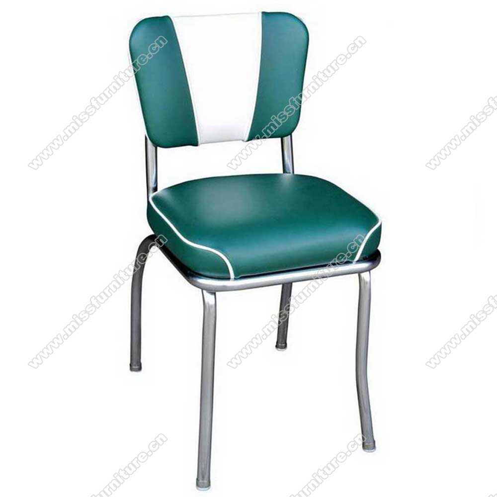 Turquoise and white smooth with piping V back 1950s diner chairs, turquoise V back with thick seat 1950's diner chair made in China