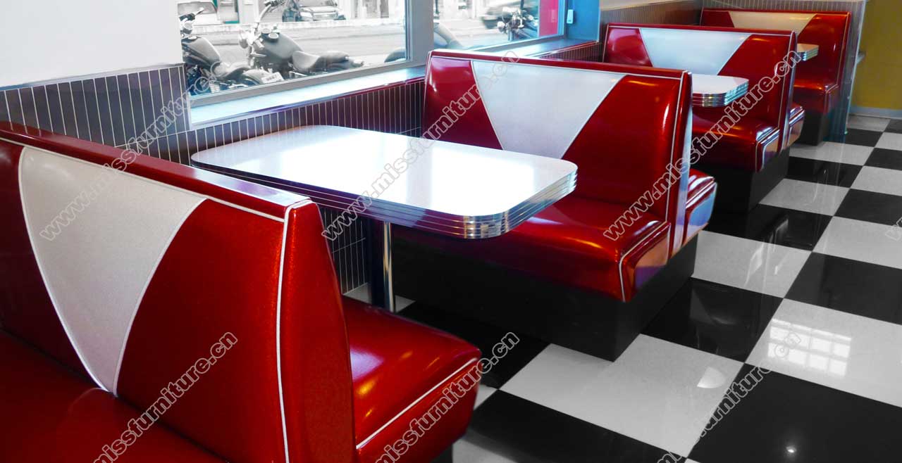 1950s style rubby color american retro diner booth sofas and table set, retro diner chairs and table set furniture gallery