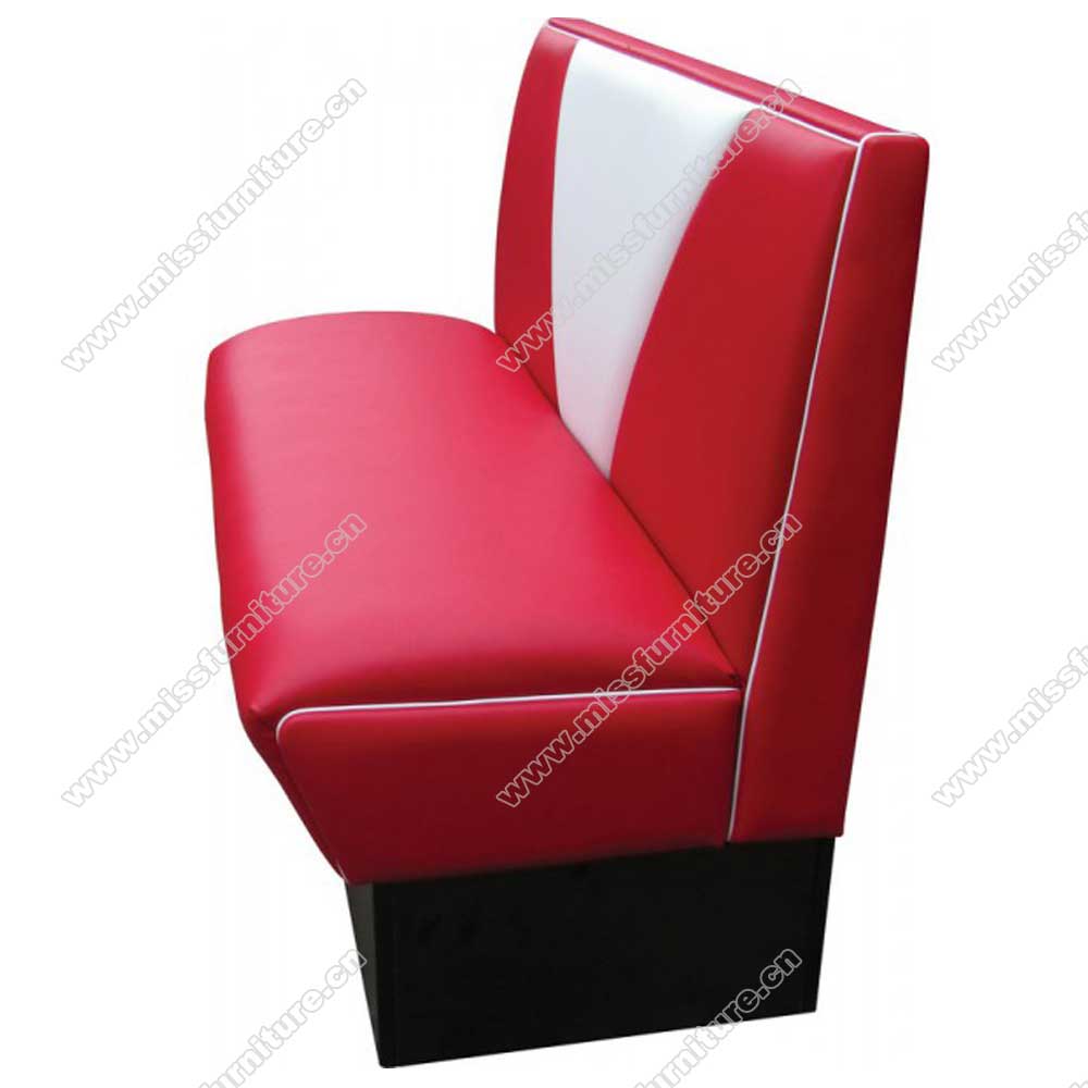 Wholesale red and white V backrest vintage retro restaurant booth, V back red and white 1950s retro restaurant booth seating furniture, American 1950s style retro diner booth seating furniture M-8544