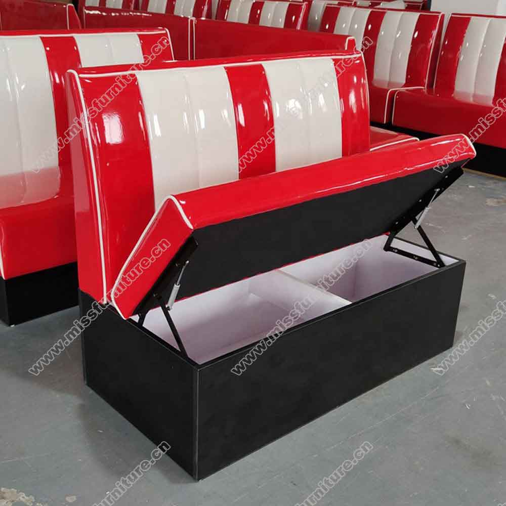 Factory produce red and white leather with open seater storage american style retro diner booth seating gallery