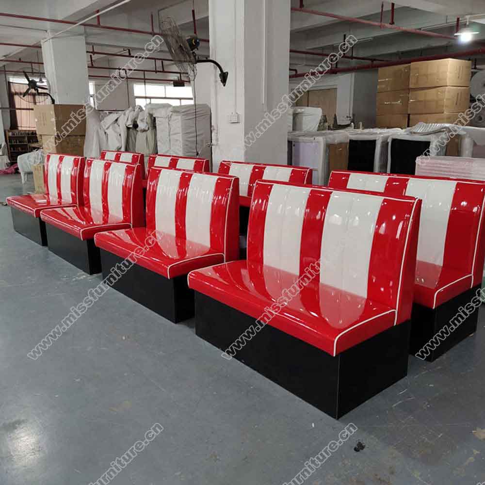 Factory produce red and white leather with open seater storage american style retro diner booth seating gallery