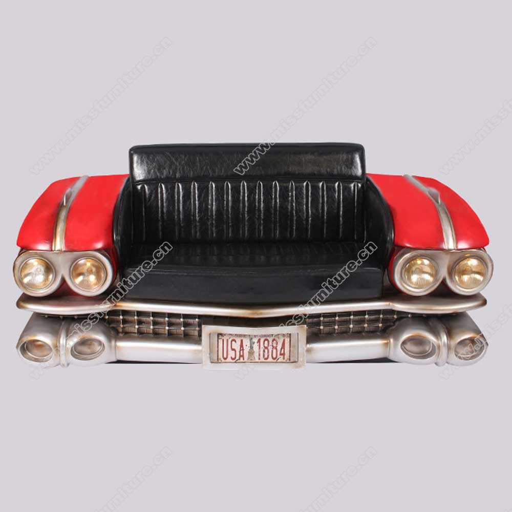 High quality American retro diner iron cadillac front car sofas seating M8962, red painting 1950's dining room retro cadillac front car sofas, American 1950s retro diner metal car sofas seating M-8962