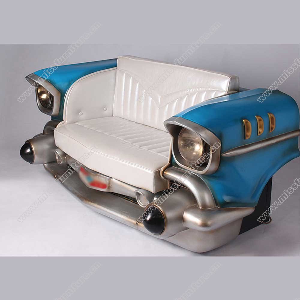 High quality American 1950s diner iron chevrolet front car sofas seating M8963,retro restaurant iron chevrolet front car sofas, American 1950s retro diner metal car sofas seating M-8963