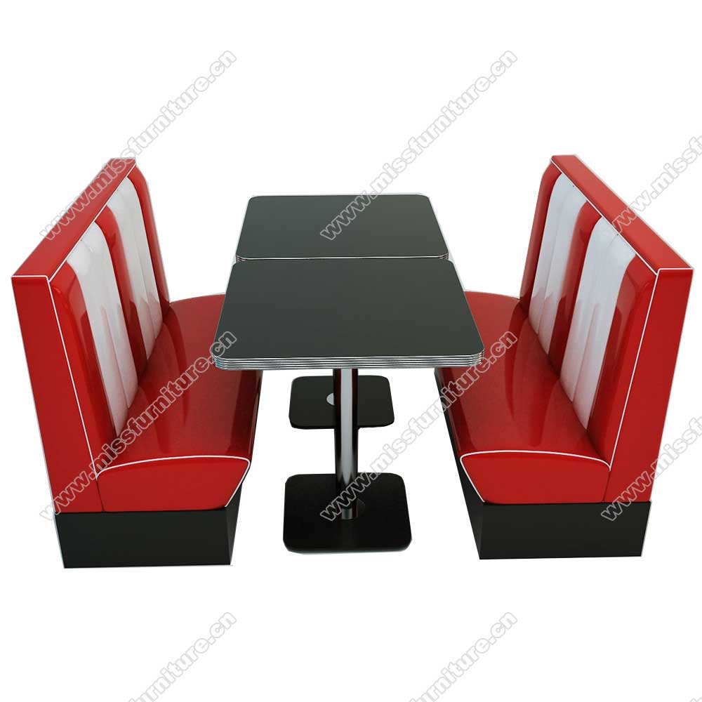 Hotsale double seating American retro diner red stripe booth seating ...