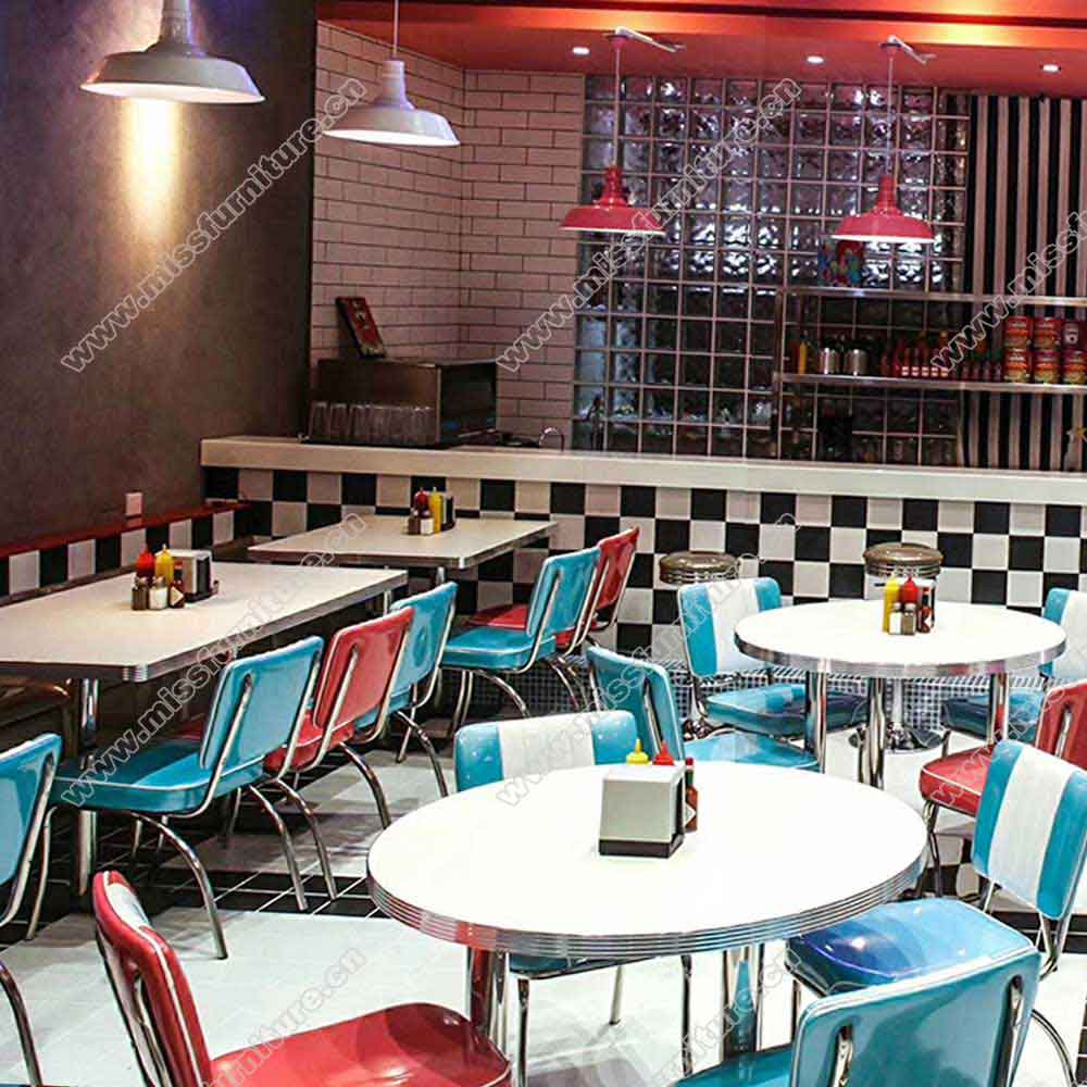 1950s style turquoise color american retro diner table and and chairs ...